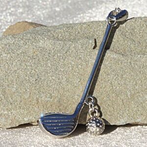 24kt plate Gold or White Golf Club with Ball Charm Necklace